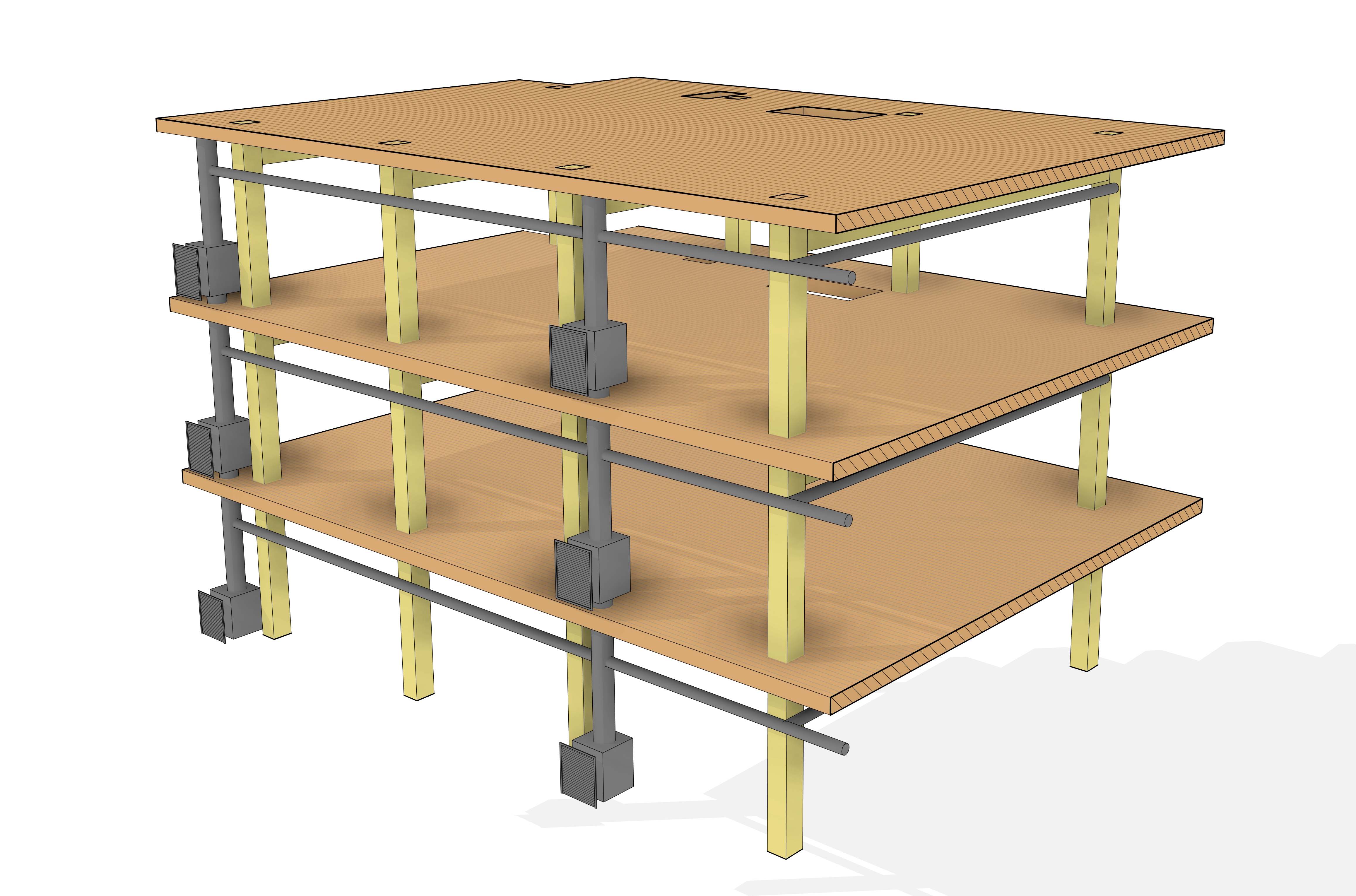 Integrated exterior ductwork — prefabricated HVAC distribution on building exterior